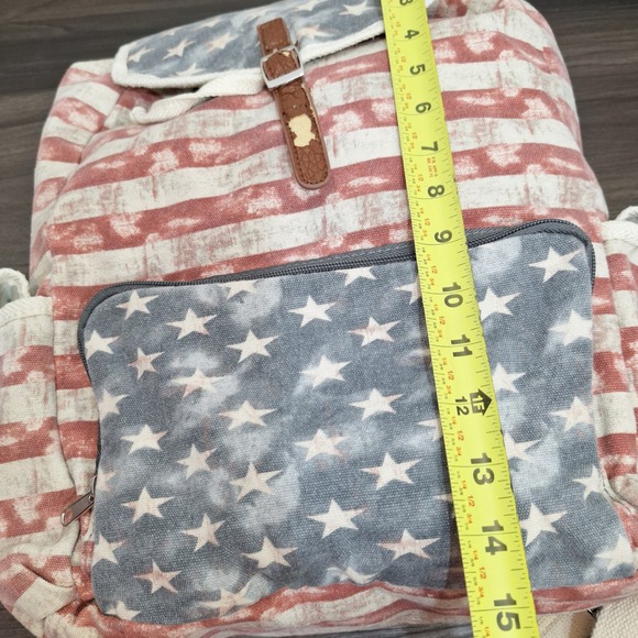 American Flag Canvas Backpack Distressed Stars Stripes Patriotic Vintage Grunge - Picture 12 of 12